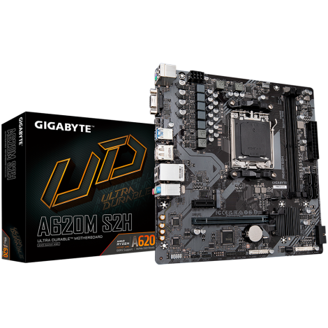 GIGABYTE Mainboard Desktop A620M S2H AM5 2 x DDR5 4 x SATA 1 x D-Sub 1 x DisplayPort 1 x HDMI port Micro ATX