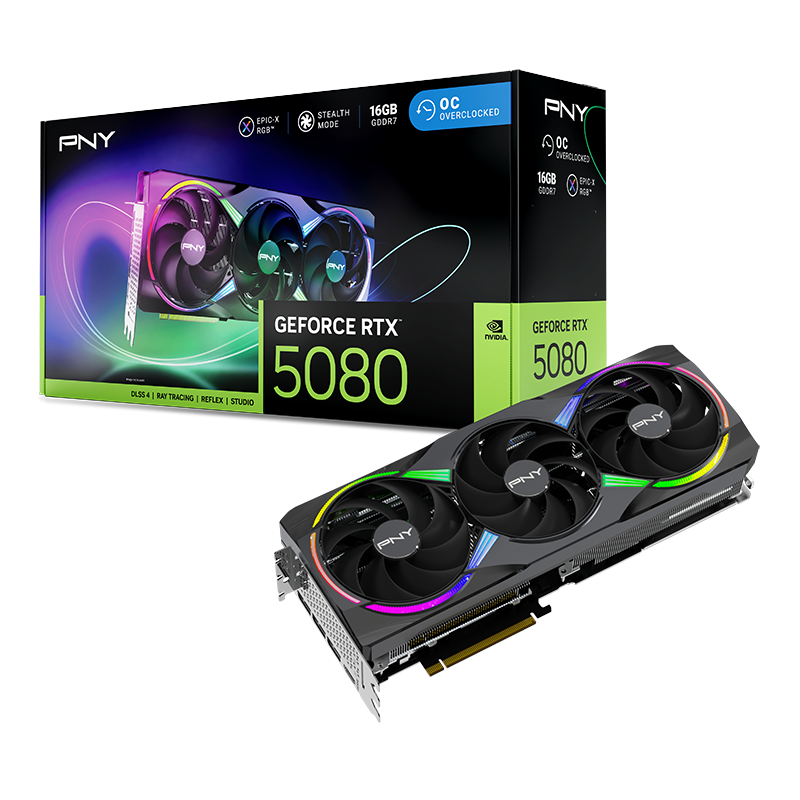 Grafička PNY GeForce® RTX™ 5080 16GB ARGB Gaming Overclocked Triple Fan