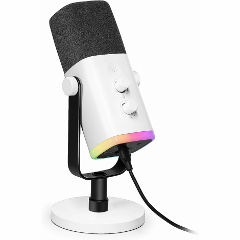 FIFINE AmpliGame AM8 USB/XLR Dynamic Microphone with RGB - White