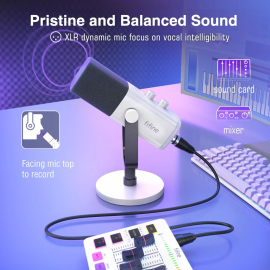 FIFINE AmpliGame AM8 USB/XLR Dynamic Microphone with RGB - White
