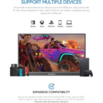 Arzopa Z1FC 144Hz Portable Gaming Monitor | 16.1" Screen