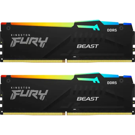 Kingston FURY Beast Black RGB 32GB (2x16GB) 6000MT/s DDR5 CL30 DIMM Kit of 2 AMD EXPO/ Intel XMP - KF560C30BBEAK2-32