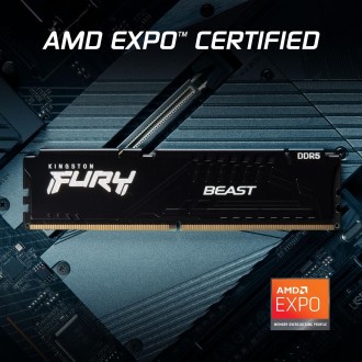 Kingston FURY Beast Black DDR5 16GB 6000MHz Memory PC-48000 Single Module AMD EXPO and Intel XMP KF560C30BBE-16