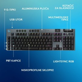 LOGITECH Gaming Keyboard G915 X Lightspeed Tactile, RGB, wireless, US Layout, black