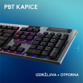 Tipkovnica LOGITECH Gaming G915 X Lightspeed Tactile, RGB, mehanička, bežična, US Layout, crna