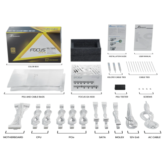 Napajanje 1000W SEASONIC Focus GX White Edition GX-1000 V4, ATX, 135mm vent., 80+ Gold, modularno, bijelo