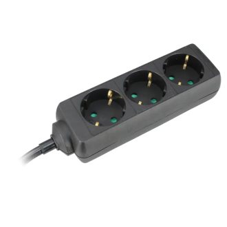 Commel utičnica 3-struka, L 1,4m - crna