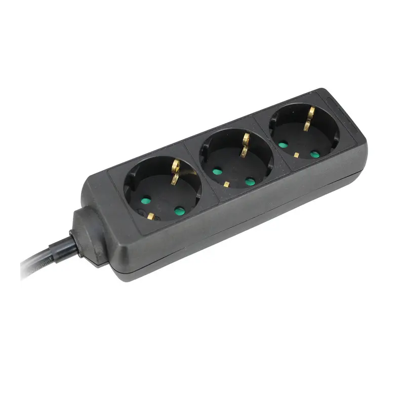 Commel utičnica 3-struka, L 3m, crna