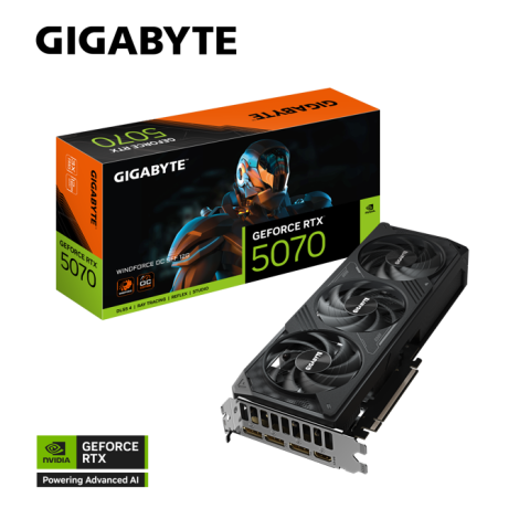Gigabyte RTX5070 Windforce OC SFF, 12GB GDDR7, NVIDIA GeForce, GV-N5070WF3OC-12GD