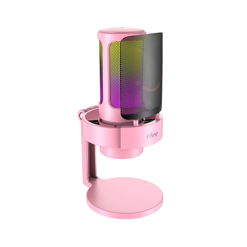 FIFINE AmpliGame A8 USB Condenser Microphone with RGB Pink
