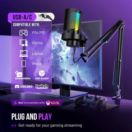 FIFINE AmpliGame A8 USB Condenser Microphone with RGB Pink