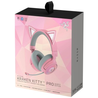 Razer Kraken Kitty V3 Pro wireless gaming headset, Chroma RGB - quartz