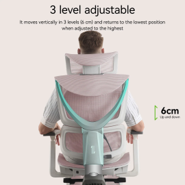 MUSSO V900 Pro Structure Master Ergonomic Office Chair - with footrest pink