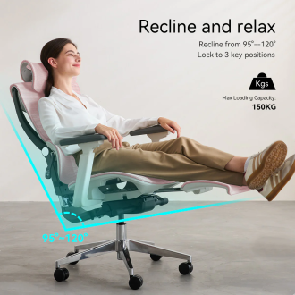 MUSSO V900 Pro Structure Master Ergonomic Office Chair - with footrest pink