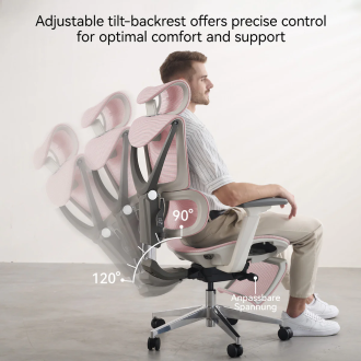 MUSSO V900 Pro Structure Master Ergonomic Office Chair - with footrest pink