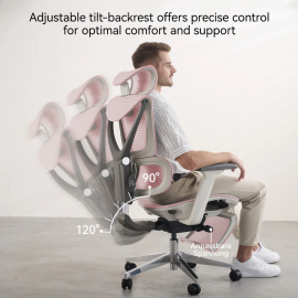 MUSSO V900 Pro Structure Master Ergonomic Office Chair - with footrest pink