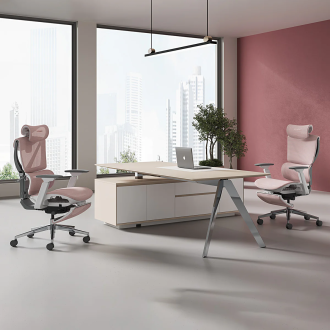 MUSSO V900 Pro Structure Master Ergonomic Office Chair - with footrest pink