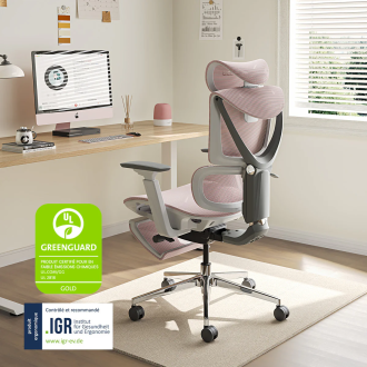 MUSSO V900 Pro Structure Master Ergonomic Office Chair - with footrest pink