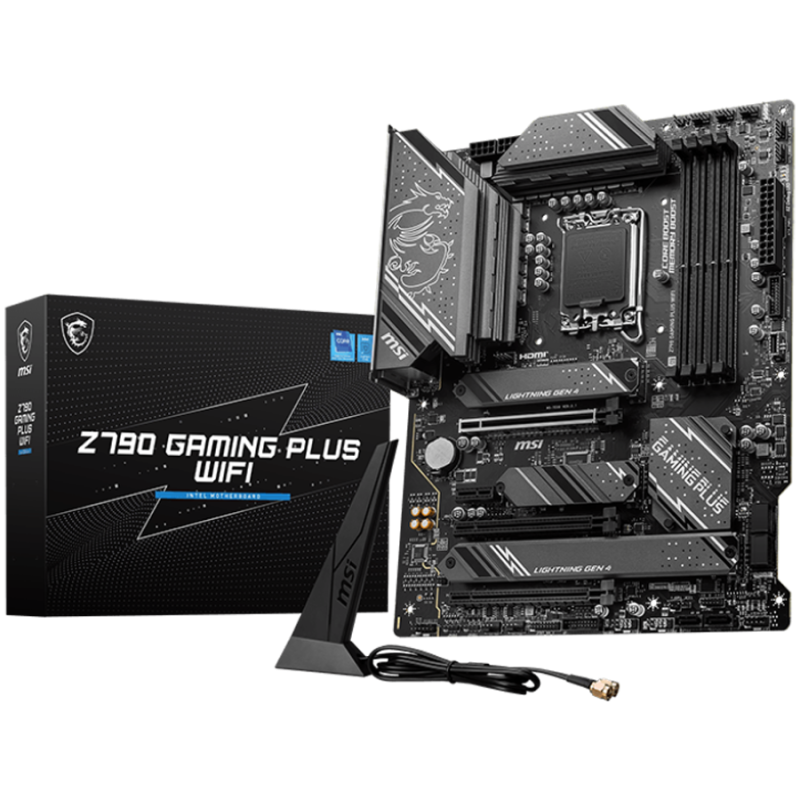MSI Z790 GAMING PLUS WIFI , LGA 1700, 4xDDR5, Dual Channel DDR5 up to 7200+(OC)MHz, 3x PCIe x16 slot, 4x M.2 slots, 1x USB 3.2 G