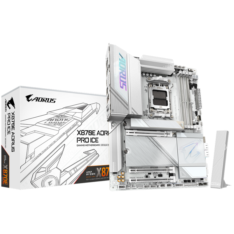 GIGABYTE X870E AORUS PRO ICE, AM5, 4x DDR5, WIFI7, ATX