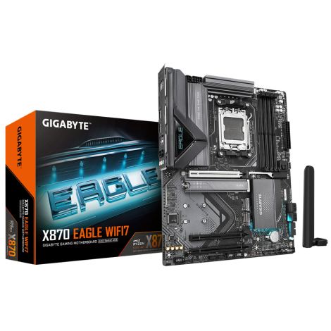 GIGAYBTE Mainboard Desktop X870 EAGLE WIFI7 (AM5, 4x DDR5 256GB, 1x PCI-E 5.0 x16x16, 2x PCI-E 3.0 x16x1, 1x PCI-E M.2, 2x M.2, 