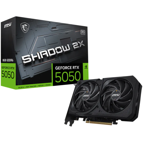 MSI Gaming RTX 5050 8G Shadow 2X OC Graphics Card (8GB GDDR6,128-bit, Extreme Performance: 2617 MHz, DisplayPort x3 2.1a, HDMI 2