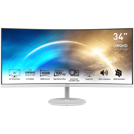 MSI PRO MP341CQW, VA, Curved 34", 3440 x 1440 (UWQHD), 100Hz, 4ms (GTG Min.) / 1ms MPRT, FreeSync, 21:9, Anti-glare, 2x HDMI, 1x