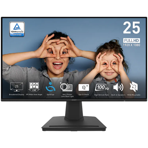 MSI PRO MP252 Professional Business Monitor, 24.5", IPS, 1920 x 1080 (FHD), 100Hz, 300nits, 1ms/4ms, HDMI, Display Port, Headpho