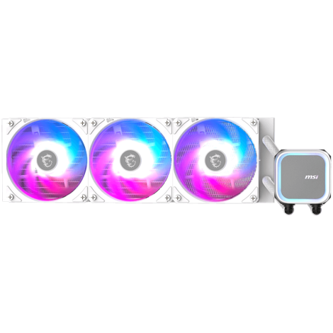 MSI MAG CORELIQUID A13 360 WHITE, 3x120mm Pre-installed ARGB Daisy Chain Fans, Replacable Top Cover, Copper Base Intel LGA 1700/