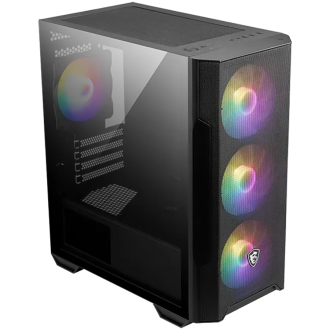 MSI MAG FORGE M100R, Micro ATX Tower, 2x USB 2.0 Type-A, 1x USB 3.2 Gen 1 Type-A, 2x Audio Jacks, 4x ARGB Fans, 388 x 200 x 423m
