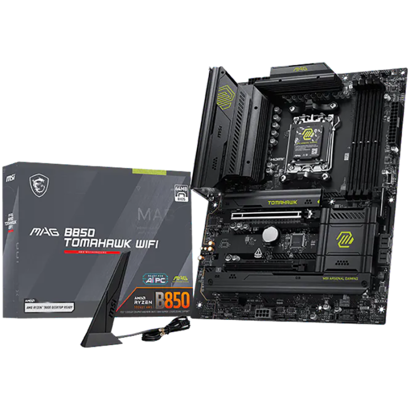 MSI Mainboard Desktop MAG B850 TOMAHAWK WIFI (AM5, 4xDDR5, 1xHDMI, 2xPCI-E x16 slot, 1xPCI-E x1 slot, 3xM.2, 4xSATA 6G, 5GLAN, W