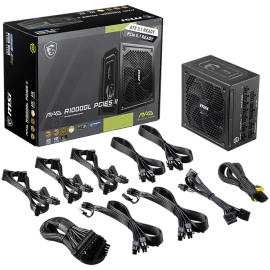 MSI MAG A1000GL PCIE5 II, 1000W, 80+ Gold, Fully modular, 135mm Vent, ATX 3.1 ready