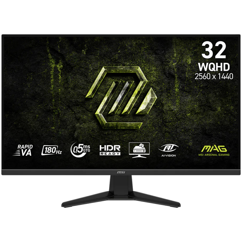 MSI MAG 325QF E18V, 31.5", Rapid VA, 2560 x 1440 (WQHD), 180Hz, 0.5ms, Adaptive Sync, HDR Ready, 2x HDMI 2.0b, 1x DP 1.4a, Tilt,