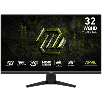 MSI MAG 325QF E18V, 31.5", Rapid VA, 2560 x 1440 (WQHD), 180Hz, 0.5ms, Adaptive Sync, HDR Ready, 2x HDMI 2.0b, 1x DP 1.4a, Tilt,