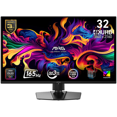 MSI MAG 322UP QD-OLED E16, 31.5", 3840x2160 (UHD), 165Hz, 0.03ms, G-Sync, AMD Freesync, 2x HDMI, 1x DP 1.4a, 1x Type-C, Tilt, Sw