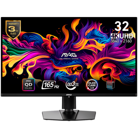 MSI MAG 321UP QD-OLED, 31.5'', 3840x2160 (UHD), 16:9, 250 NITS, 165Hz, 0.03ms (GTG), AMD FreeSync Premium Pro, 1x DP 1.4a, 2x HD