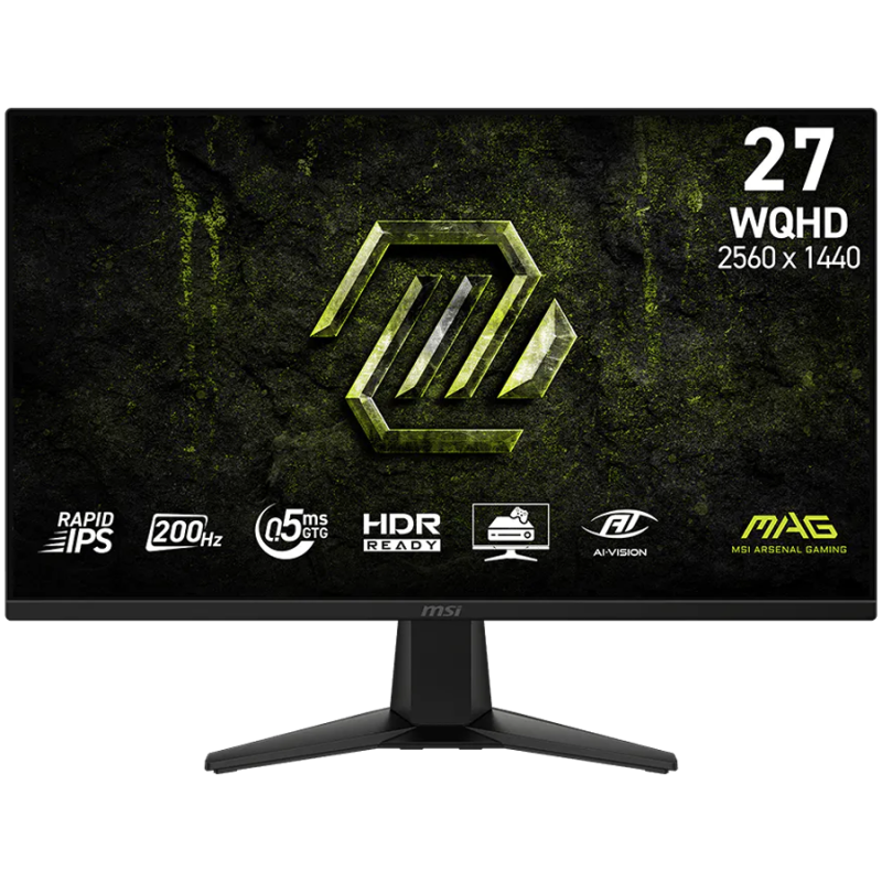 MSI MAG 275QF, 27", Rapid IPS, 2560x1440 (WQHD), 300 NITS, 200Hz, 0.5ms, Adaptive-Sync, 1x DP 1.4, 2x HDMI 2.0b, 1 x Headphone-o