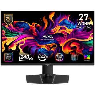 MSI MAG 273QP QD-OLED X24 Gaming Monitor, 26.5", QD-OLED, 240Hz WQHD (2560x1440), 0.03ms (GtG), 1000 Nits (HDR), DisplayHDR True