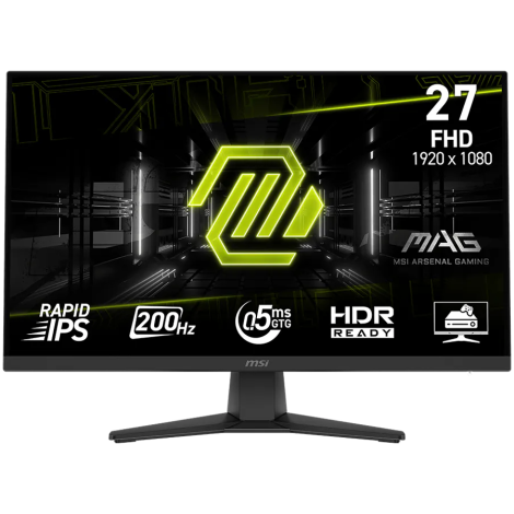 MSI MAG 272F, 27", FHD, Rapid IPS, 200Hz, 0.5ms, AMD FreeSync Premium, HDR Ready, 2x HDMI 2.0b, 1x DP 1.2a