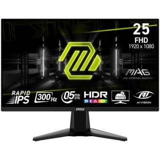MSI MAG 255F, 24.5", Rapid IPS, 1920x1080 (FullHD), 300Hz, 300 Nits, 0.5ms, AMD FreeSync Premium, HDR Ready, 2x HDMI 2.0b, 1x DP