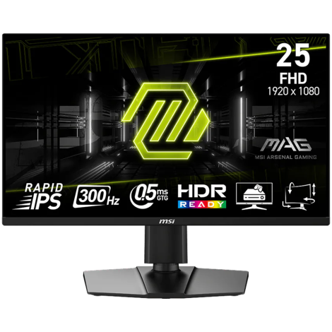 MSI MAG 255PXF, 24.5", Rapid IPS, FHD, 300Hz, AMD FreeSync Premium, HDR Ready, Display Port, HDMI, Headphone Jack, Speakers, Til