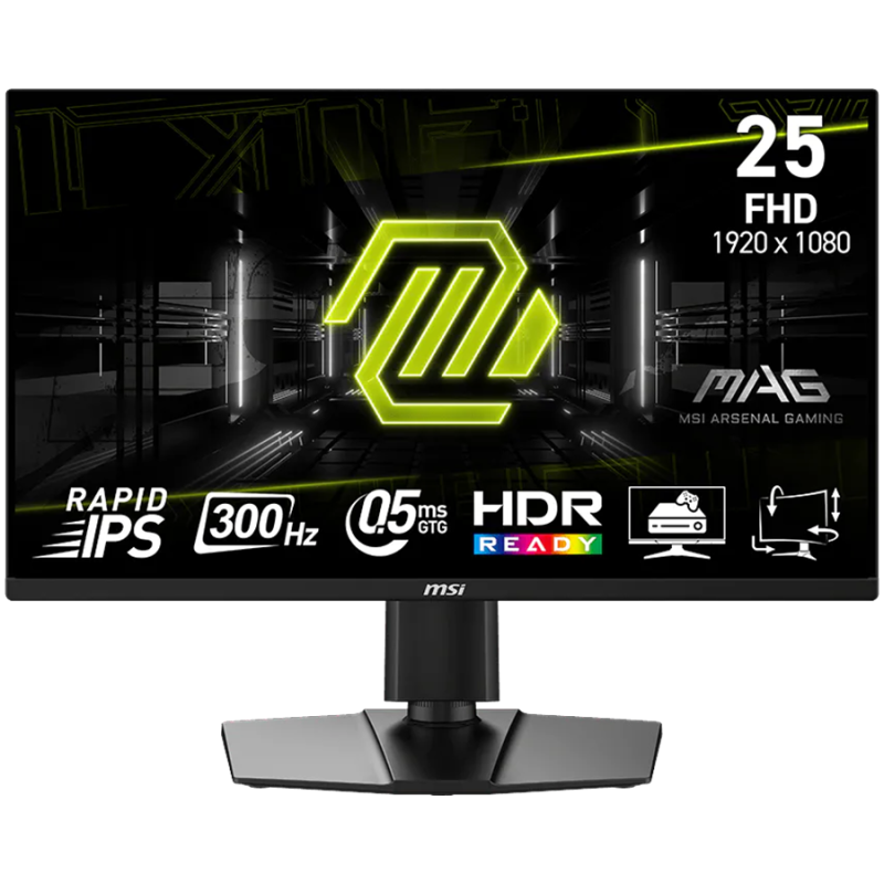 MSI MAG 255PXF, 24.5", Rapid IPS, FHD, 300Hz, AMD FreeSync Premium, HDR Ready, Display Port, HDMI, Headphone Jack, Speakers, Til