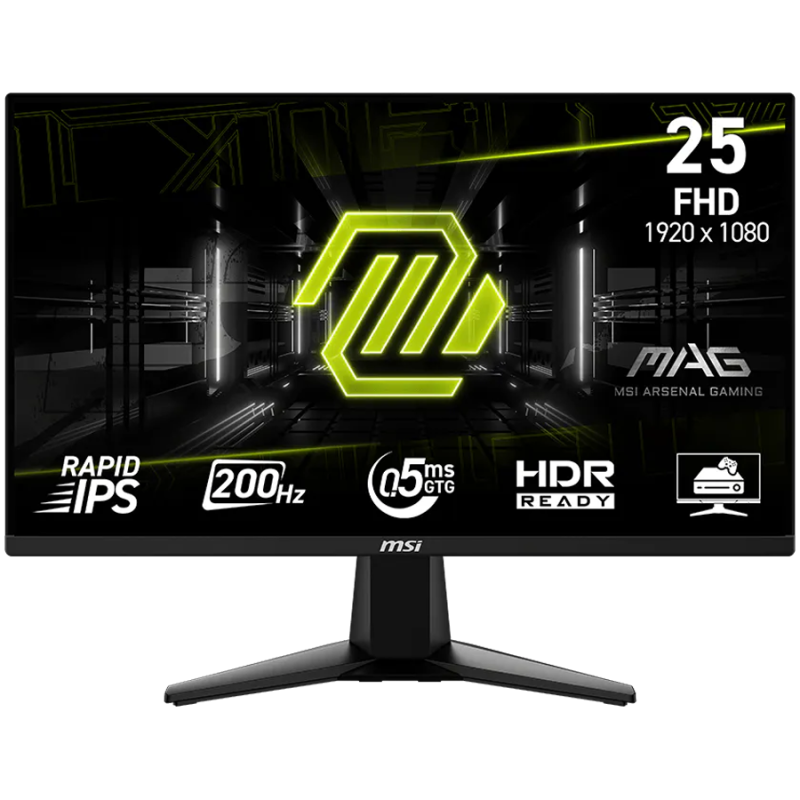 MSI MAG 255F E20, 24.5", Rapid IPS, 1920x1080 (FullHD), 200Hz, 300 Nits, 0.5ms, AMD FreeSync Premium, HDR Ready, 2x HDMI 2.0b, 1