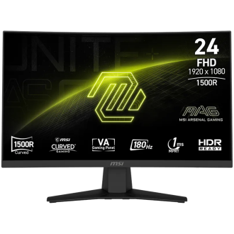 MSI MAG 244C, 23.6, VA, Curve 1500R, 1920 x 1080 (FHD), 16:9, 250 NITS, 180Hz, 1ms(MPRT), HDR Ready, 1x HDMI 2.0b (FHD, 180Hz), 