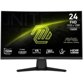 MSI MAG 244C, 23.6, VA, Curve 1500R, 1920 x 1080 (FHD), 16:9, 250 NITS, 180Hz, 1ms(MPRT), HDR Ready, 1x HDMI 2.0b (FHD, 180Hz), 