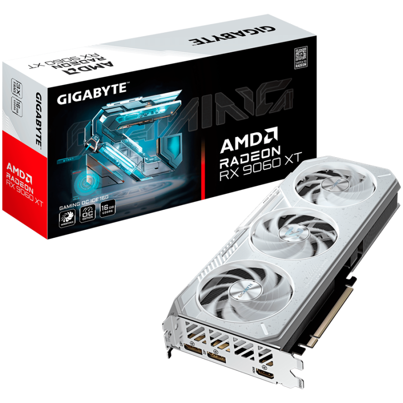 GIGABYTE Video Card AMD Radeon RX 9060 XT GAMING OC ICE 16G (16GB GDDR6/128bit, PCI-E 5.0, 1x 8Pin Power connector, Recommended 