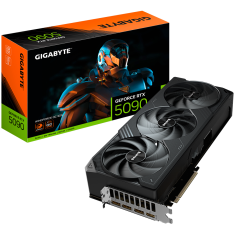 GIGABYTE Video Card NVIDIA GeForce RTX 5090 WINDFORCE OC 32G (32GB GDDR7/512bit, PCI-E 5.0, Recommended PSU 1000W, 16Pin Power c