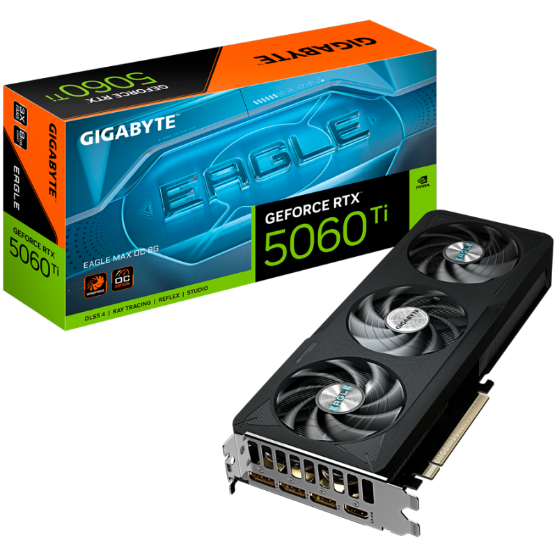 GIGABYTE Video Card NVIDIA  GeForce RTX 5060 Ti EAGLE MAX OC 8G (8GB GDDR7/128bit, PCI-E 5.0, 1x 8Pin Power connector, 650W, 3xD