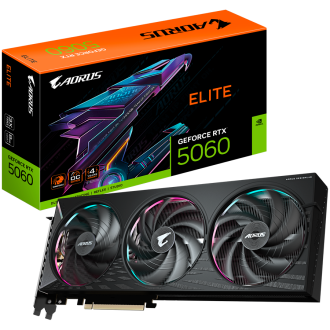 GIGABYTE Video Card NVIDIA AORUS GeForce RTX 5060 ELITE 8G (8GB GDDR7/128bit, PCI-E 5.0, 1x 8Pin Power connector, Recommended PS