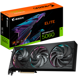 GIGABYTE Video Card NVIDIA AORUS GeForce RTX 5060 ELITE 8G (8GB GDDR7/128bit, PCI-E 5.0, 1x 8Pin Power connector, Recommended PS